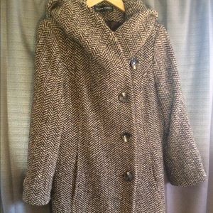 Vintage Houndstooth Wool Peacoat